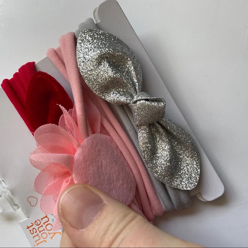Carter's 3 Pack Hearts, Bows & Floral Headwraps